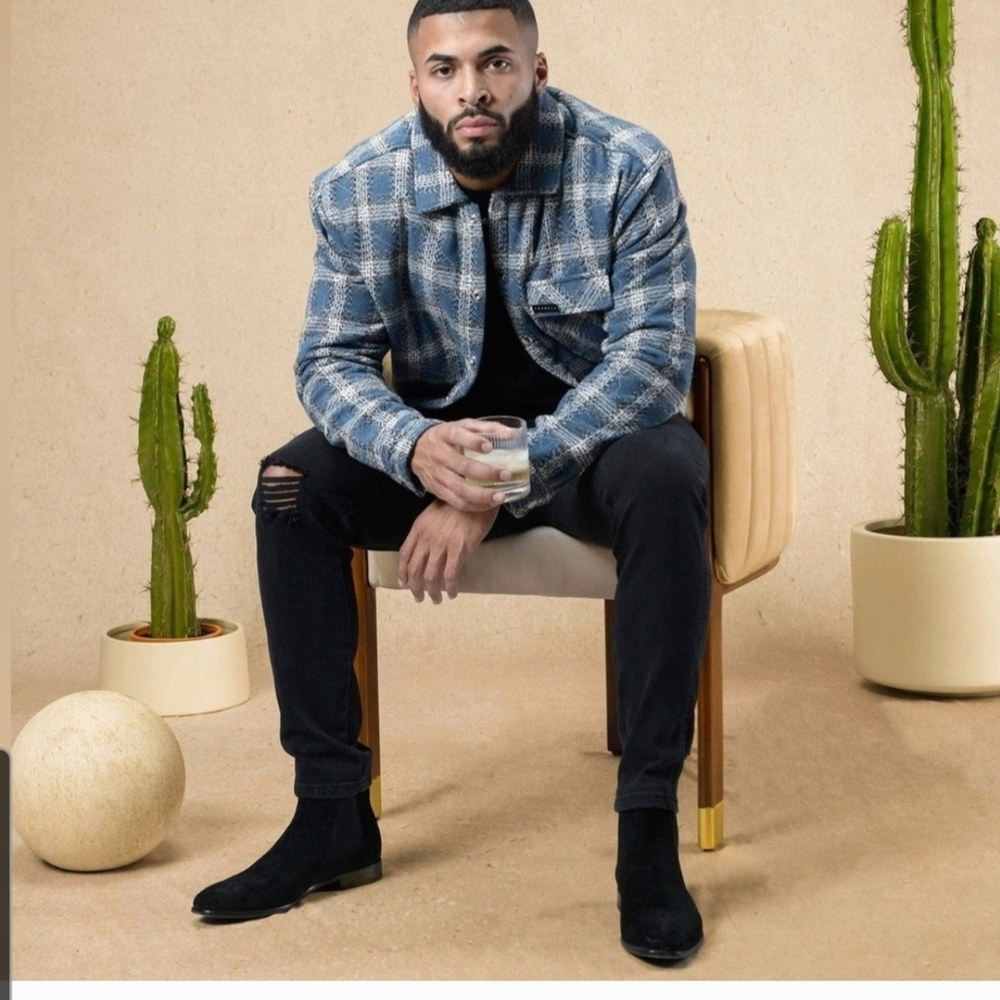 YoungLA Blue and Black Quilted Jacket